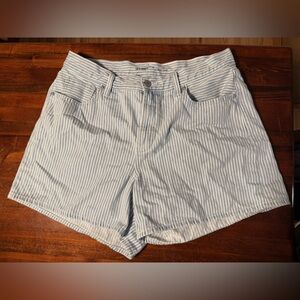 Old Navy Light Blue and White Curvy Baggy Shorts
